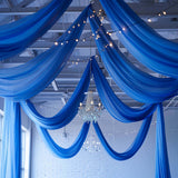 Premium Royal Blue Chiffon Curtain Panel, Backdrop Ceiling Drapery With Rod Pocket