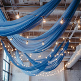 Premium Royal Blue Chiffon Curtain Panel, Backdrop Ceiling Drapery With Rod Pocket