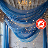 Premium Royal Blue Chiffon Curtain Panel, Backdrop Ceiling Drapery With Rod Pocket