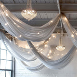 Premium Silver Chiffon Curtain Panel, Backdrop Ceiling Drapery With Rod Pocket