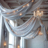 Premium Silver Chiffon Curtain Panel, Backdrop Ceiling Drapery With Rod Pocket