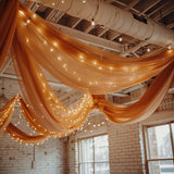 Premium Terracotta (Rust) Chiffon Curtain Panel, Backdrop Ceiling Drapery With Rod Pocket