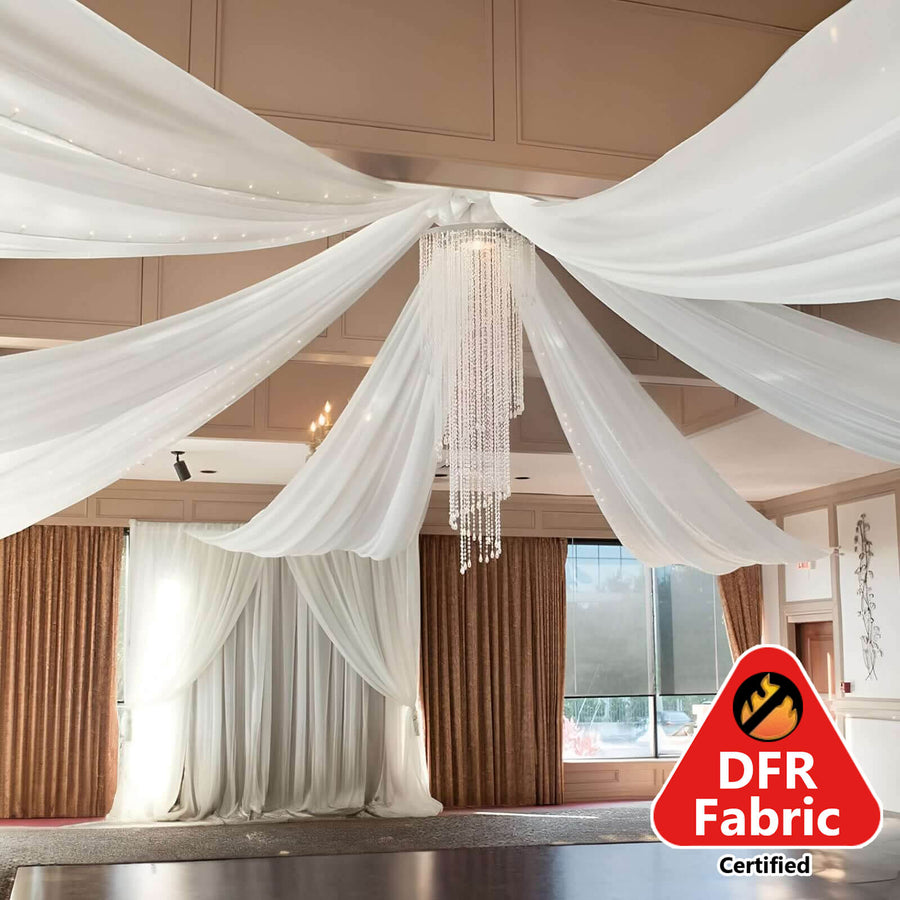 10ftx40ft Ivory Sheer Ceiling Drape Curtain Panels Durable Flame Resistant Fabric