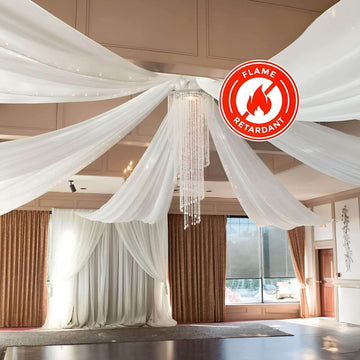 10ftx40ft Ivory Sheer Ceiling Drape Curtain Panels Durable Flame Resistant Fabric