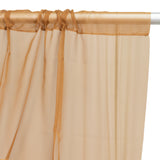 Sheer brown curtain panel on a white background