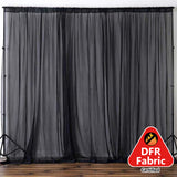 2 Pack Black Sheer Chiffon Event Curtain Drapes, Durable Flame Resistant Premium Organza Backdrop Event Panels With Rod Pockets - 10ftx10ft