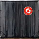 Black Fire Retardant Sheer Organza Premium Curtain Panel Backdrops With Rod Pockets - 10ftx10ft#whtb