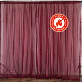 Burgundy Fire Retardant Sheer Organza Premium Curtain Panel Backdrops With Rod Pockets - 10ftx10ft