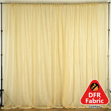 2 Pack Champagne Sheer Chiffon Event Curtain Drapes, Durable Flame Resistant Premium Organza Backdrop Event Panels With Rod Pockets - 10ftx10ft