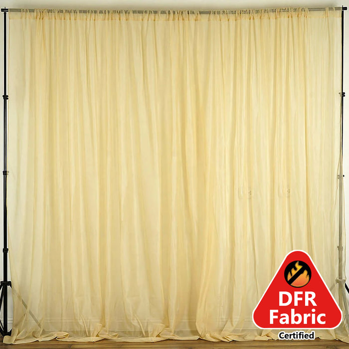 Champagne Fire Retardant Sheer Organza Premium Curtain Panel Backdrops With Rod Pockets - 10ftx10ft