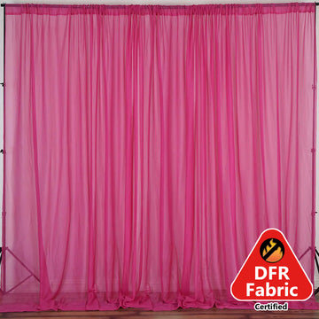 2 Pack Fuchsia Sheer Chiffon Event Curtain Drapes, Durable Flame Resistant Premium Organza Backdrop Event Panels With Rod Pockets - 10ftx10ft