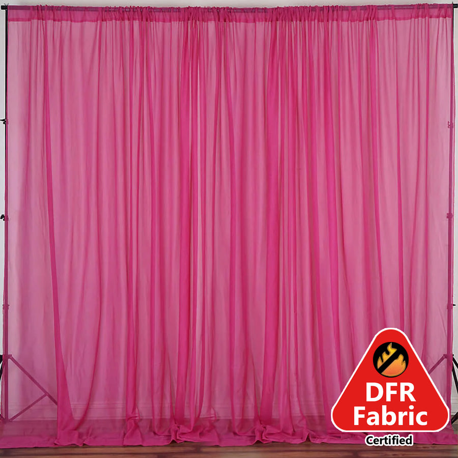 Fuchsia Fire Retardant Sheer Organza Premium Curtain Panel Backdrops With Rod Pockets - 10ftx10ft