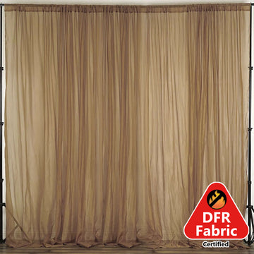 2 Pack Gold Sheer Chiffon Event Curtain Drapes, Durable Flame Resistant Premium Organza Backdrop Event Panels With Rod Pockets - 10ftx10ft