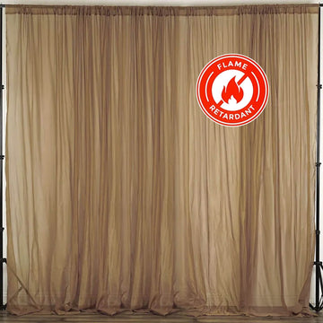 2 Pack Gold Sheer Chiffon Event Curtain Drapes, Durable Flame Resistant Premium Organza Backdrop Event Panels With Rod Pockets - 10ftx10ft