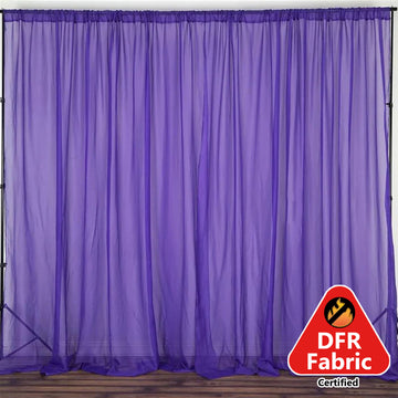 2 Pack Purple Sheer Chiffon Event Curtain Drapes, Durable Flame Resistant Premium Organza Backdrop Event Panels With Rod Pockets - 10ftx10ft