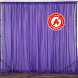 Purple Fire Retardant Sheer Organza Premium Curtain Panel Backdrops With Rod Pockets - 10ftx10ft