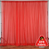 2 Pack Red Sheer Chiffon Event Curtain Drapes, Durable Flame Resistant Premium Organza Backdrop Event Panels With Rod Pockets - 10ftx10ft