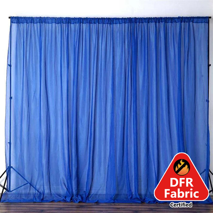 Royal Blue Fire Retardant Sheer Organza Premium Curtain Panel Backdrops With Rod Pockets - 10ftx10ft