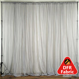 2 Pack Silver Sheer Chiffon Event Curtain Drapes, Durable Flame Resistant Premium Organza Backdrop Event Panels With Rod Pockets - 10ftx10ft