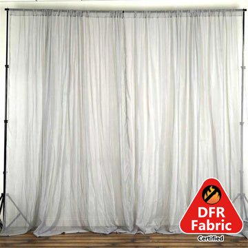 2 Pack Silver Sheer Chiffon Event Curtain Drapes, Durable Flame Resistant Premium Organza Backdrop Event Panels With Rod Pockets - 10ftx10ft