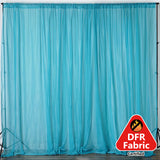 2 Pack Turquoise Sheer Chiffon Event Curtain Drapes, Durable Flame Resistant Premium Organza Backdrop Event Panels With Rod Pockets - 10ftx10ft