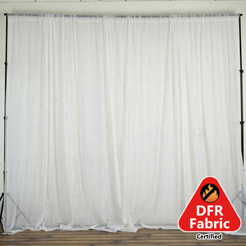 2 Pack White Sheer Chiffon Event Curtain Drapes, Durable Flame Resistant Premium Organza Backdrop Event Panels With Rod Pockets - 10ftx10ft