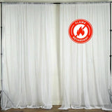 White Fire Retardant Sheer Organza Premium Curtain Panel Backdrops With Rod Pockets - 10ftx10ft