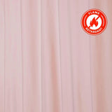 Flame retardant fabric in soft pink color with vertical pleats. #whtbkgd