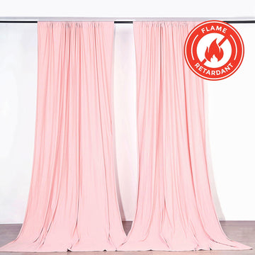 2 Pack Blush Scuba Polyester Event Curtain Drapes, Durable Flame Resistant Backdrop Event Panels Wrinkle Free with Rod Pockets - 10ftx10ft