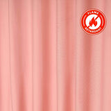 Flame retardant pink curtain fabric with pleats and texture detail. #whtbkgd
