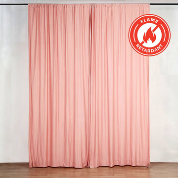 2 Pack Dusty Rose Scuba Polyester Event Curtain Drapes, Durable Flame Resistant Backdrop Event Panels Wrinkle Free with Rod Pockets - 10ftx10ft