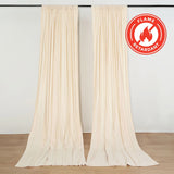 Beige Fire Retardant Polyester Curtain Panel Backdrops With Rod Pockets - 10ftx10ft