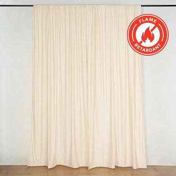 2 Pack Beige Scuba Polyester Event Curtain Drapes, Durable Flame Resistant Backdrop Event Panels Wrinkle Free with Rod Pockets - 10ftx10ft