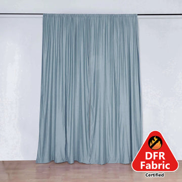 2 Pack Dusty Blue Scuba Polyester Event Curtain Drapes, Durable Flame Resistant Backdrop Event Panels Wrinkle Free with Rod Pockets - 10ftx10ft