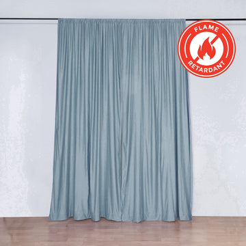 2 Pack Dusty Blue Scuba Polyester Event Curtain Drapes, Durable Flame Resistant Backdrop Event Panels Wrinkle Free with Rod Pockets - 10ftx10ft