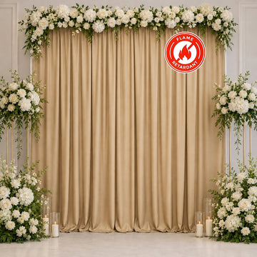 Scuba Polyester Event Backdrop Curtain Beige 10ftx10ft Durable Flame Resistant Wrinkle-Free Photography Drape Panel With Rod Pocket