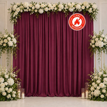 Scuba Polyester Event Backdrop Curtain Burgundy 10ftx10ft Durable Flame Resistant Wrinkle-Free Photography Drape Panel With Rod Pocket