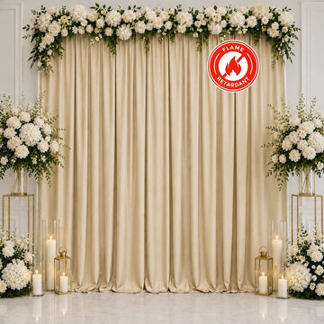 Scuba Polyester Event Backdrop Curtain Champagne 10ftx10ft Durable Flame Resistant Wrinkle-Free Photography Drape Panel With Rod Pocket