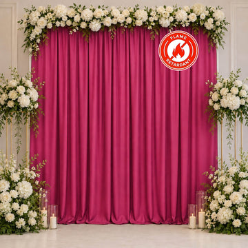 Scuba Polyester Event Backdrop Curtain Fuchsia 10ftx10ft Durable Flame Resistant Wrinkle-Free Photography Drape Panel With Rod Pocket