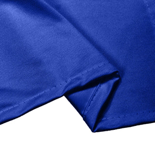 Blue ribbed fabric close-up with folded hem detail