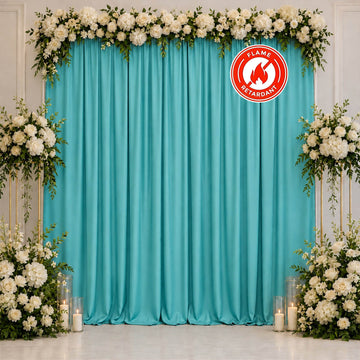Scuba Polyester Event Backdrop Curtain Turquoise 10ftx10ft Durable Flame Resistant Wrinkle-Free Photography Drape Panel With Rod Pocket