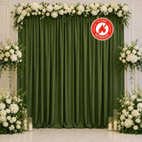 Green floral wedding backdrop with white roses and flame retardant curtain