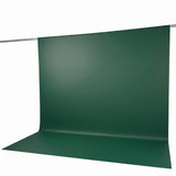 Green photography backdrop with floor sweep on support rod