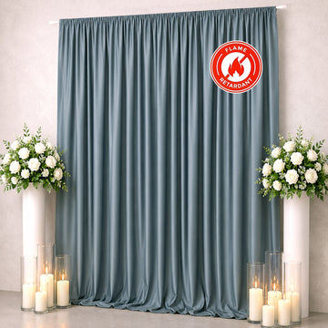 Scuba Polyester Event Backdrop Curtain Dusty Blue 10ftx12ft Durable Flame Resistant Wrinkle-Free Photography Drape Panel With Rod Pocket