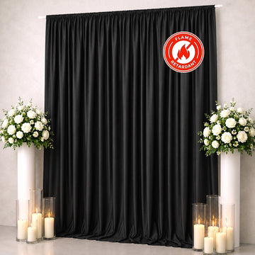 Scuba Polyester Event Backdrop Curtain Black 10ftx12ft Durable Flame Resistant Wrinkle-Free Photography Drape Panel With Rod Pocket