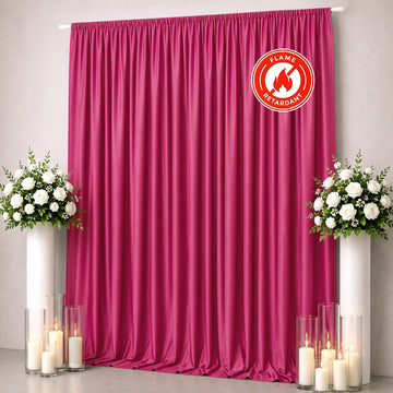 Scuba Polyester Event Backdrop Curtain Fuchsia 10ftx12ft Durable Flame Resistant Wrinkle-Free Photography Drape Panel With Rod Pocket