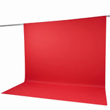 Red photography backdrop on a support rod, isolated on white background