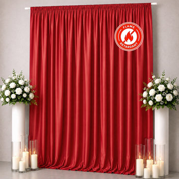 Scuba Polyester Event Backdrop Curtain Red 10ftx12ft Durable Flame Resistant Wrinkle-Free Photography Drape Panel With Rod Pocket
