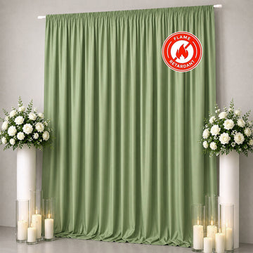 Scuba Polyester Event Backdrop Curtain Sage Green 10ftx12ft Durable Flame Resistant Wrinkle-Free Photography Drape Panel With Rod Pocket