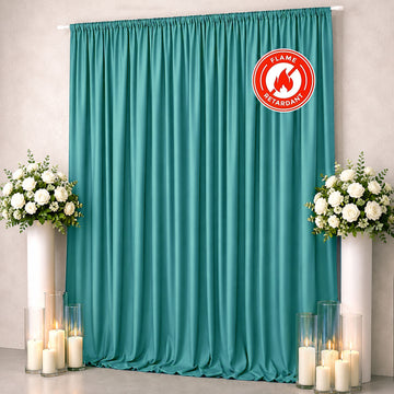 Scuba Polyester Event Backdrop Curtain Turquoise 10ftx12ft Durable Flame Resistant Wrinkle-Free Photography Drape Panel With Rod Pocket